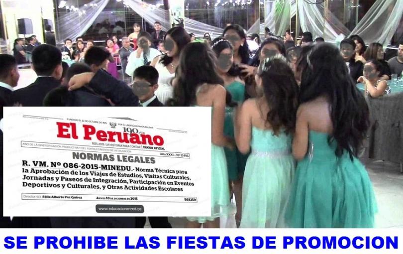 Las fiestas de promoción están prohibidas y sancionadas, de acuerdo a la Resolución Ministerial N° 622-2014.